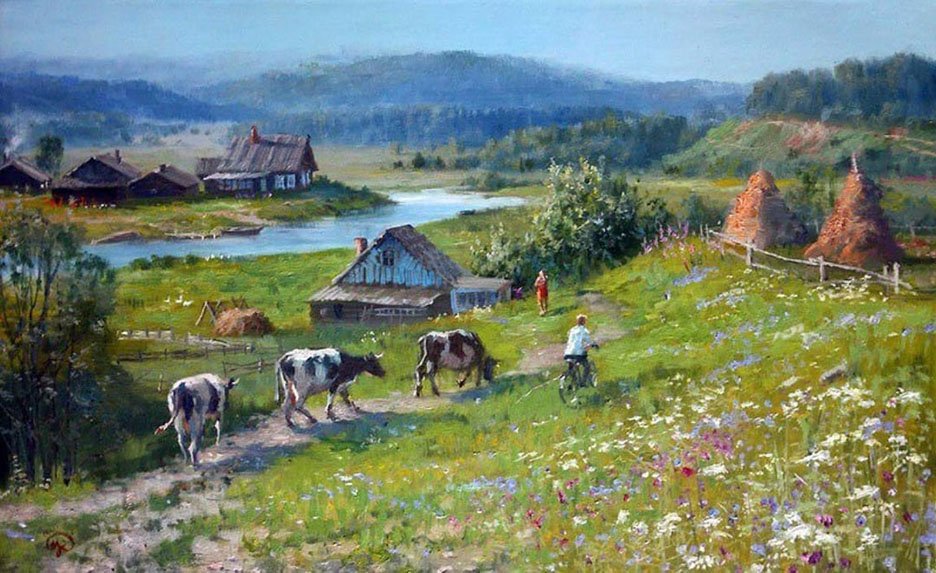 Какими предстают картины деревенской жизни