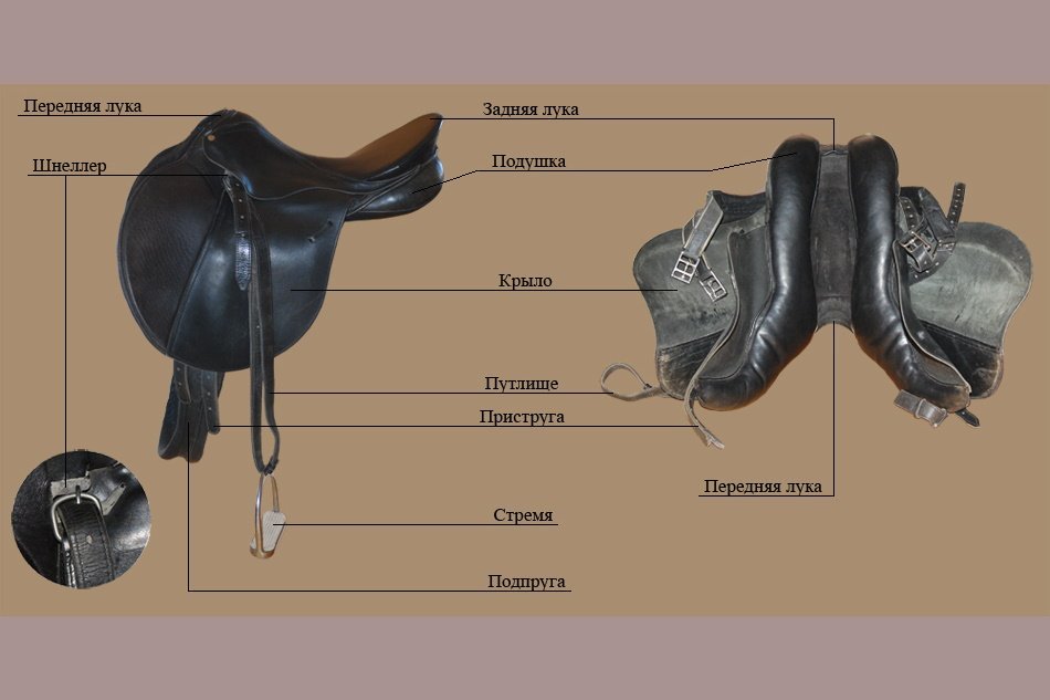 Из чего состоит седло для лошади схема