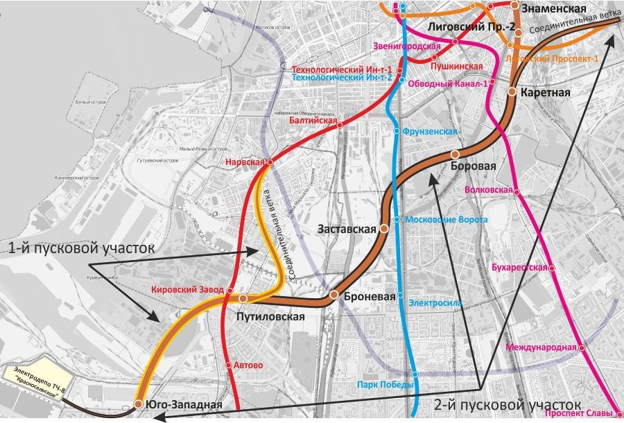 Схема коричневой ветки метро в санкт петербурге