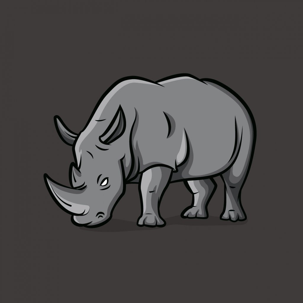Сообщество носорог сбоку