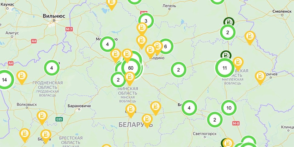 Карта электрозаправок россии