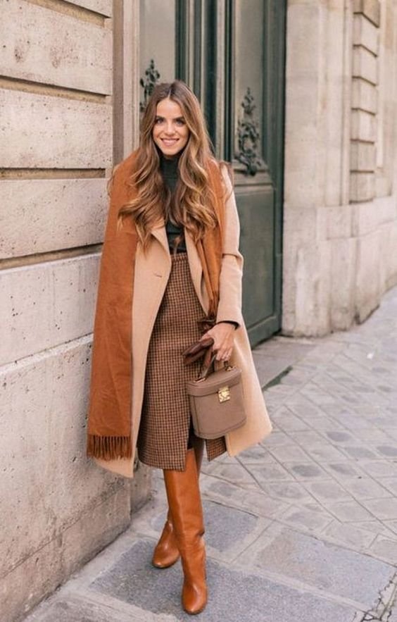 Пальто женское терракотовое с чем носить