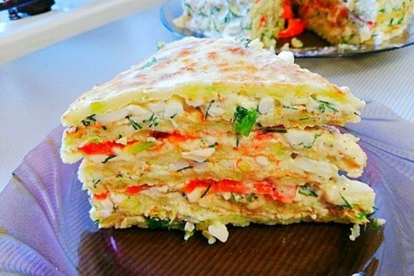 Закусочный пирог из кабачков с сыром