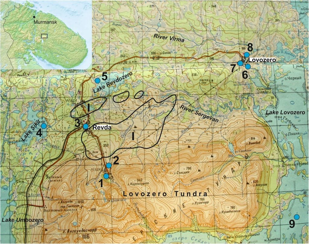 Карта озера ловозеро с названиями островов