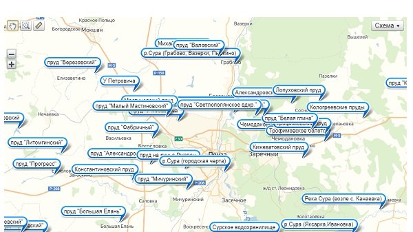 Карта платных прудов пензенской области