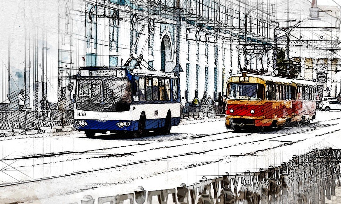 Алмазная мозаика трамваи и троллейбусы