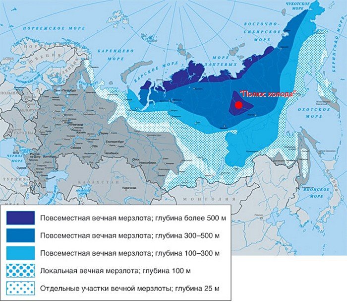 Карта распространения мерзлоты